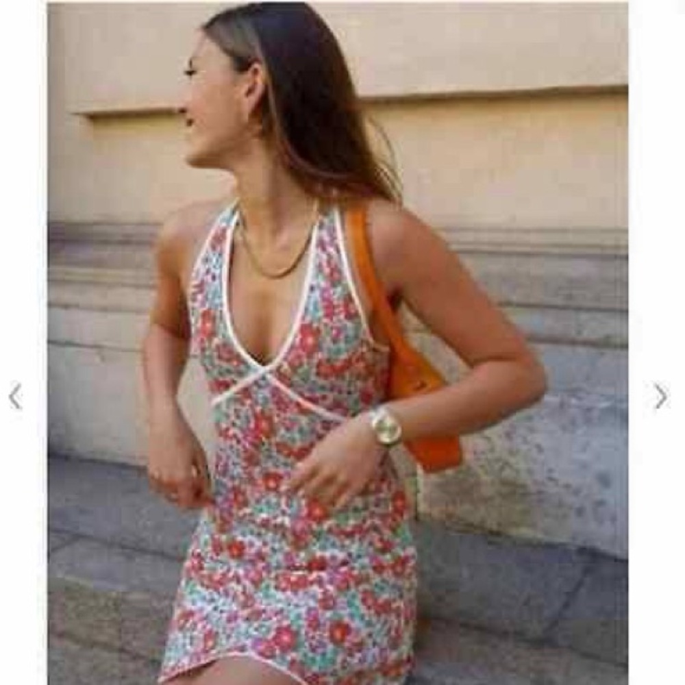 Zara Red and Green Floral Dress